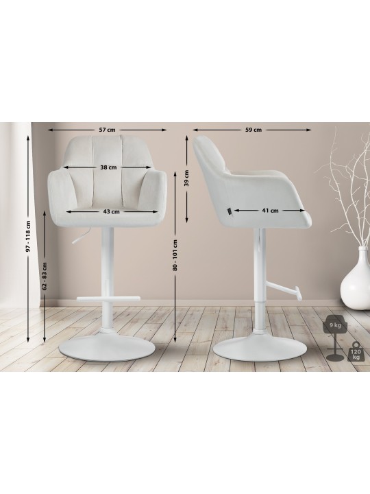 Barstol Natoma velvet, creme