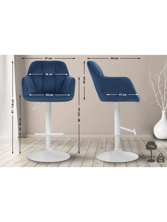 Barstol Natoma velvet, blå