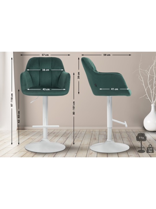 Barstol Natoma velvet, grøn