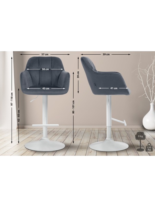 Barstol Natoma velvet, mørkegrå