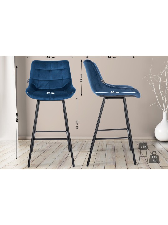 Barstol Weston velvet, blå Barstol Weston velvet, blå