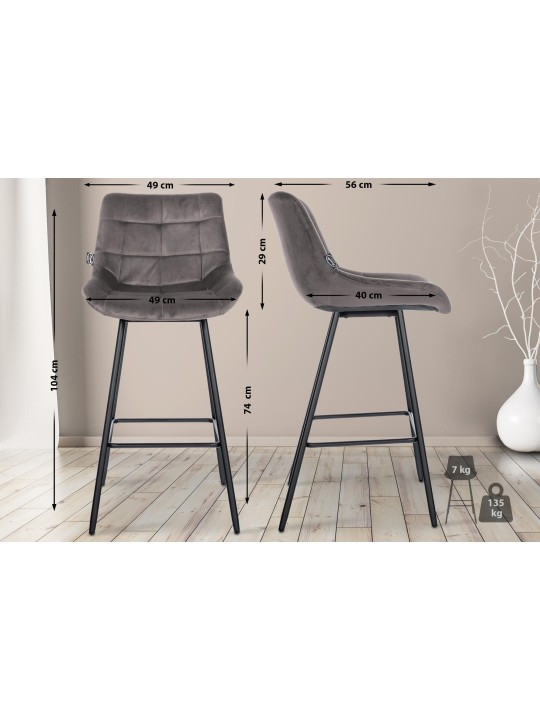 Barstol Weston velvet, grå Barstol Weston velvet, grå
