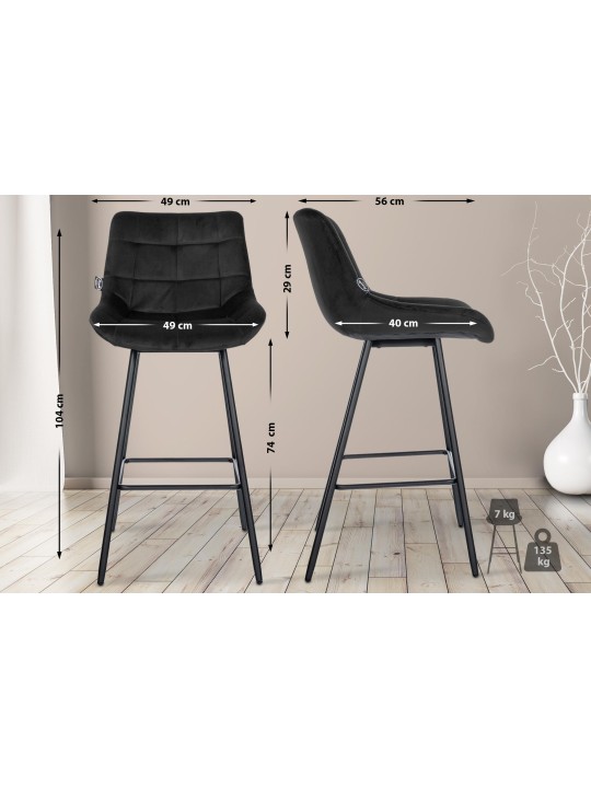 Barstol Weston velvet, sort Barstol Weston velvet, sort