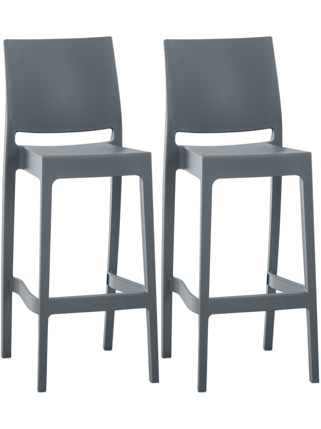 Sæt med 2 barstole Maya, mørkegrå