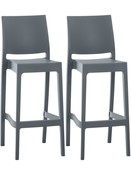 Sæt med 2 barstole Maya, mørkegrå