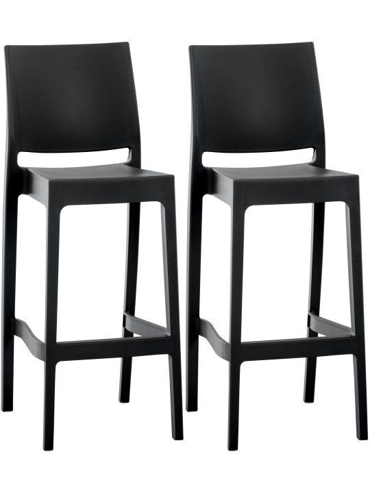 Sæt med 2 barstole Maya, sort
