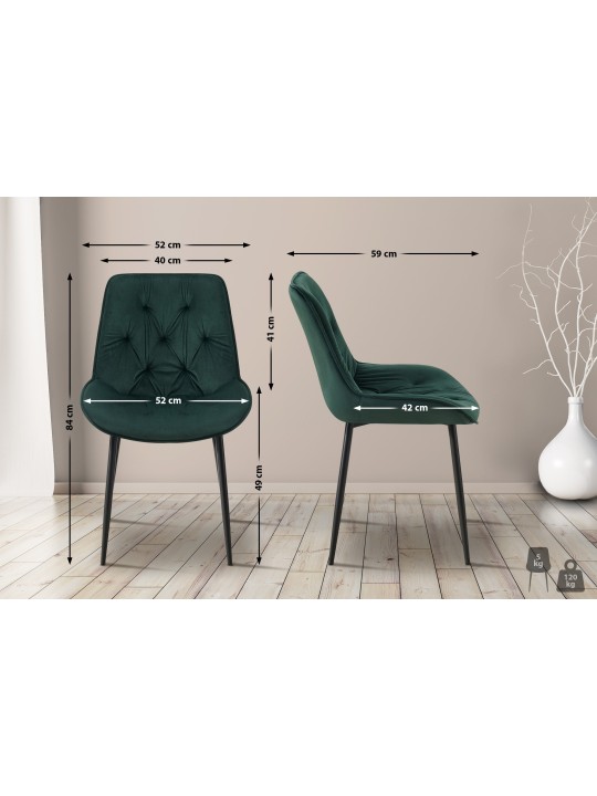Wallace spisestuestol i fløjl, grøn Wallace spisestuestol i fløjl, grøn