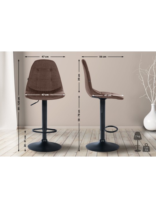 Barstol Elmore stof B, brun Barstol Elmore stof B, brun