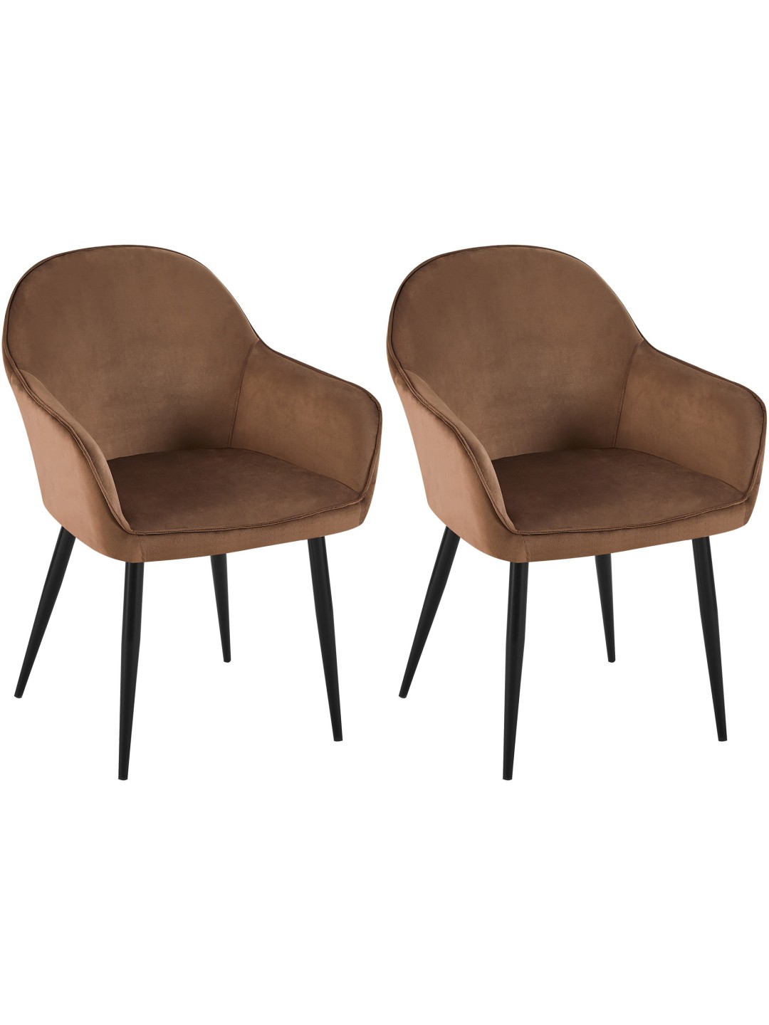 Sæt med 2 spisestuestole Boise velvet, brun