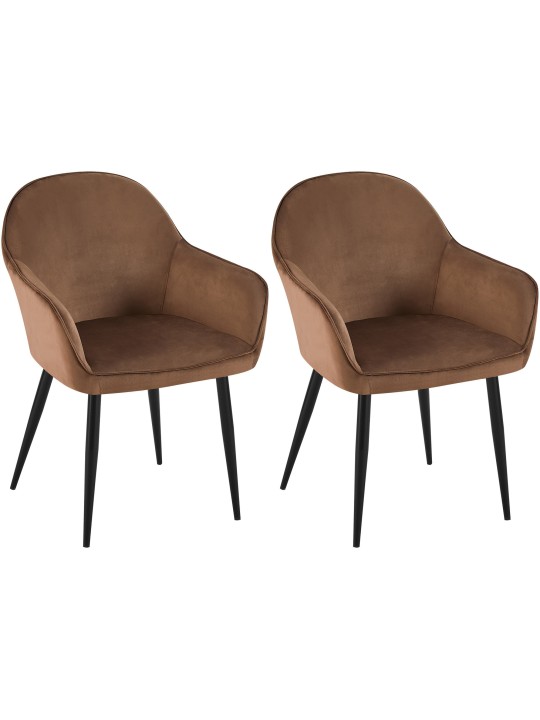 Sæt med 2 spisestuestole Boise velvet, brun