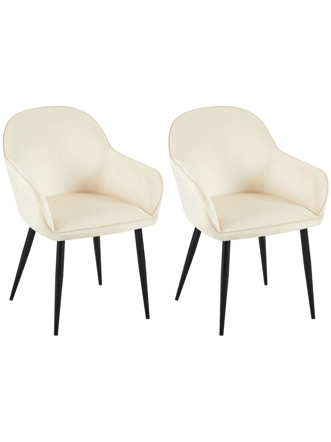 Sæt med 2 spisestuestole Boise velvet, creme