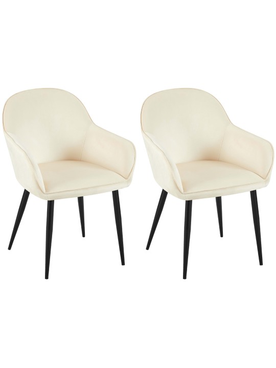 Sæt med 2 spisestuestole Boise velvet, creme