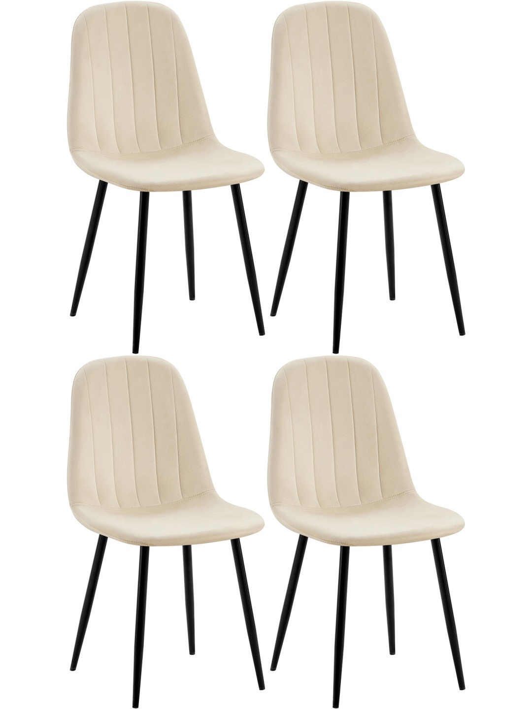 Sæt med 4 spisestuestole Baxter velvet, creme