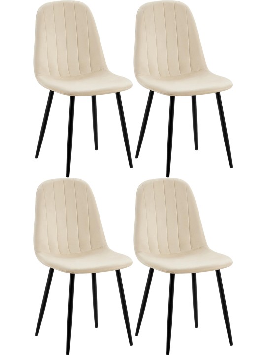 Sæt med 4 spisestuestole Baxter velvet, creme