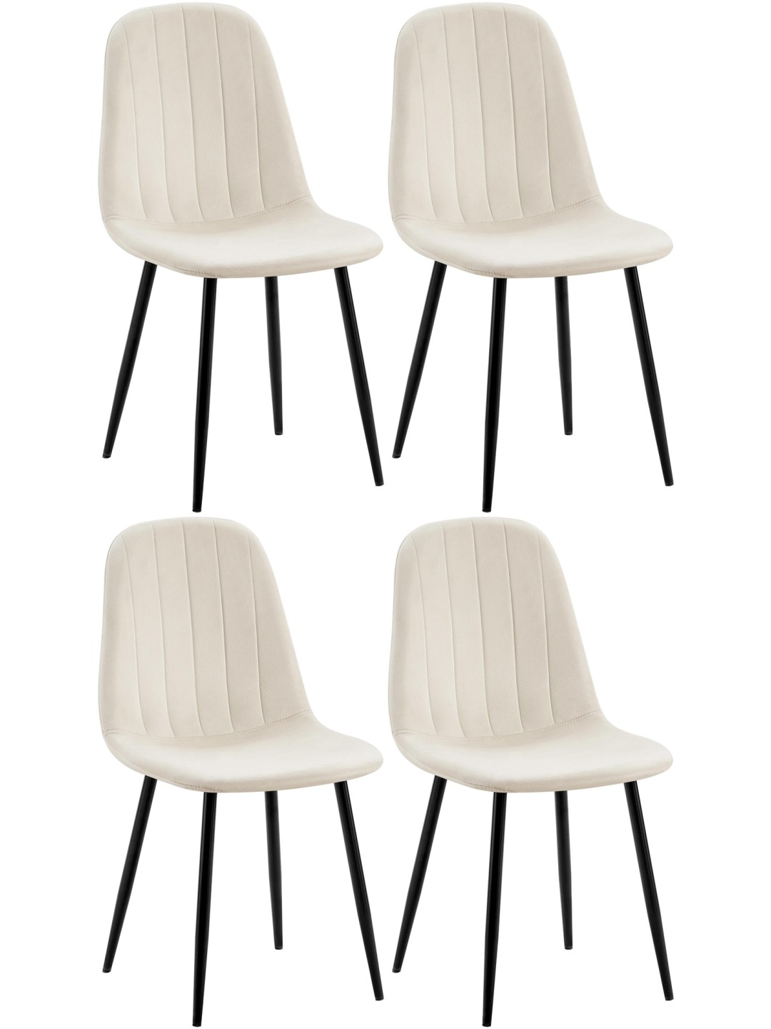 Sæt med 4 spisestuestole Baxter velvet, cremehvid