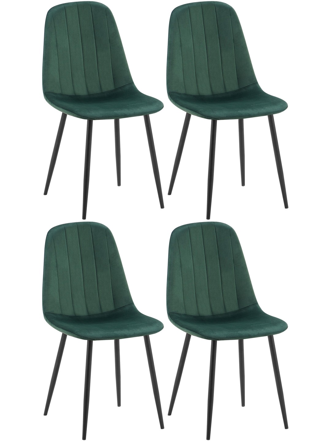 Sæt med 4 spisestuestole Baxter velvet, grøn