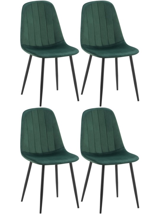 Sæt med 4 spisestuestole Baxter velvet, grøn