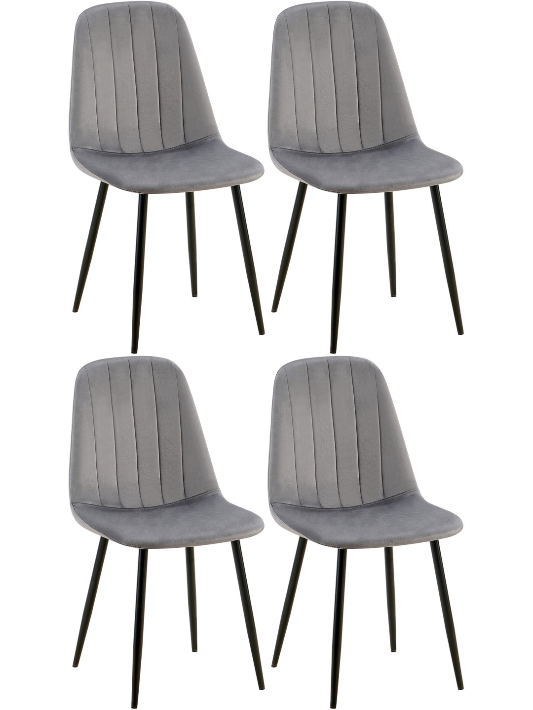 Sæt med 4 spisestuestole Baxter velvet, mørkegrå