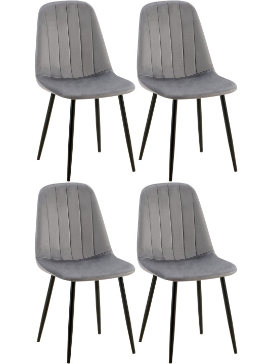 Sæt med 4 spisestuestole Baxter velvet, mørkegrå