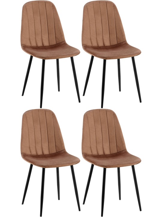 Sæt med 4 spisestuestole Baxter velvet, brun