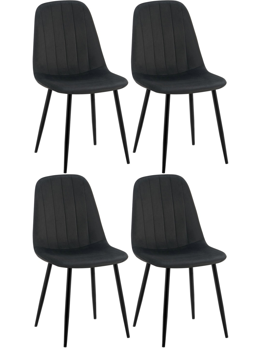 Sæt med 4 spisestuestole Baxter velvet, sort