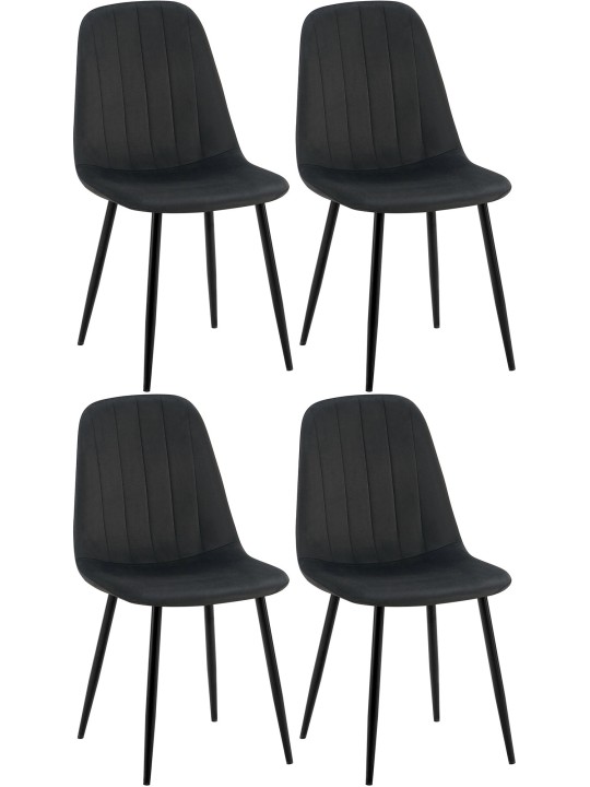 Sæt med 4 spisestuestole Baxter velvet, sort