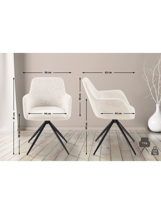Spisestuestol Olema stof, creme