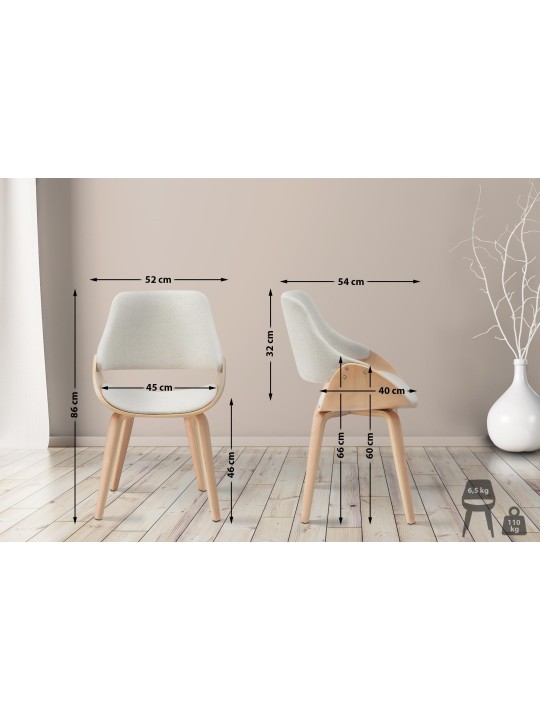 Spisestuestol Vangale stof, natur/creme