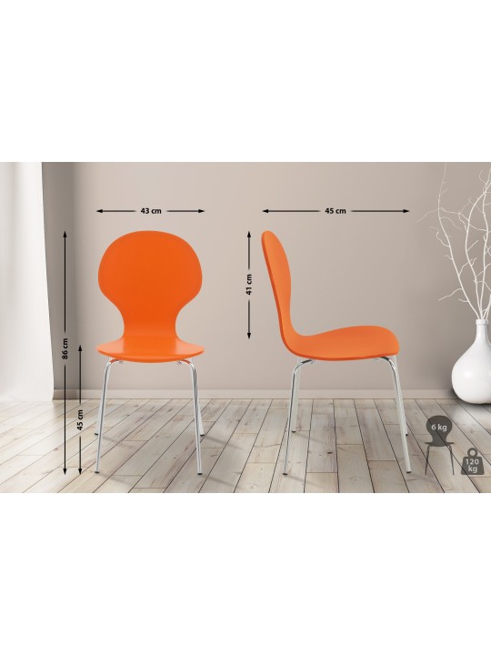 Sæt med 4 besøgsstole Diego, orange