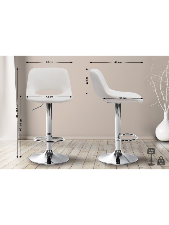 Barstol Camden velour chrome, creme