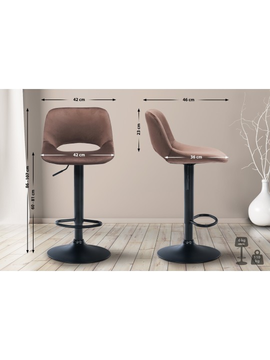Barstol Camden velvet, brun