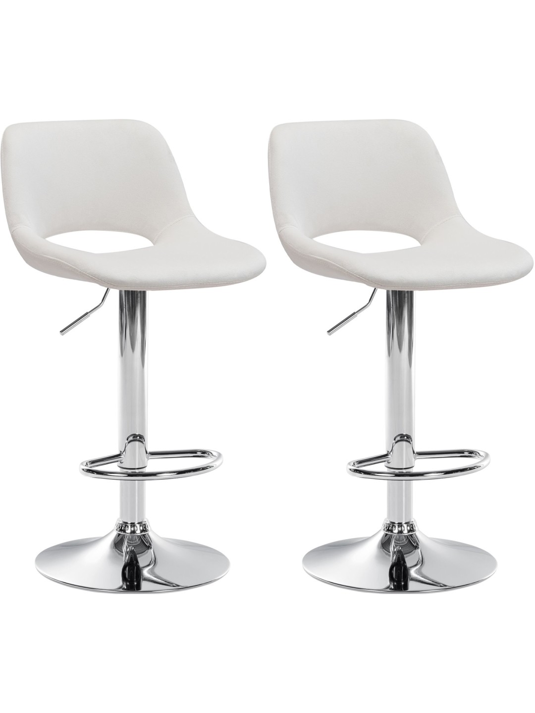 Sæt med 2 barstole Camden velvet chrome, creme