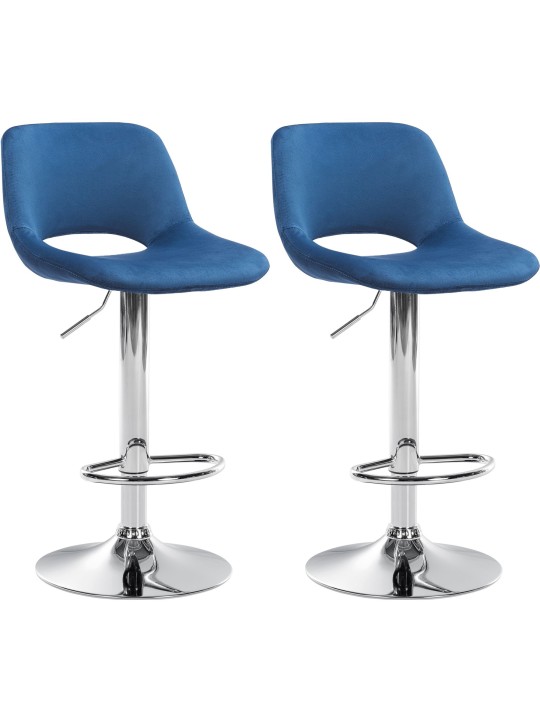 Sæt med 2 barstole Camden velvet chrome, blå Sæt med 2 barstole Camden velvet chrome, blå