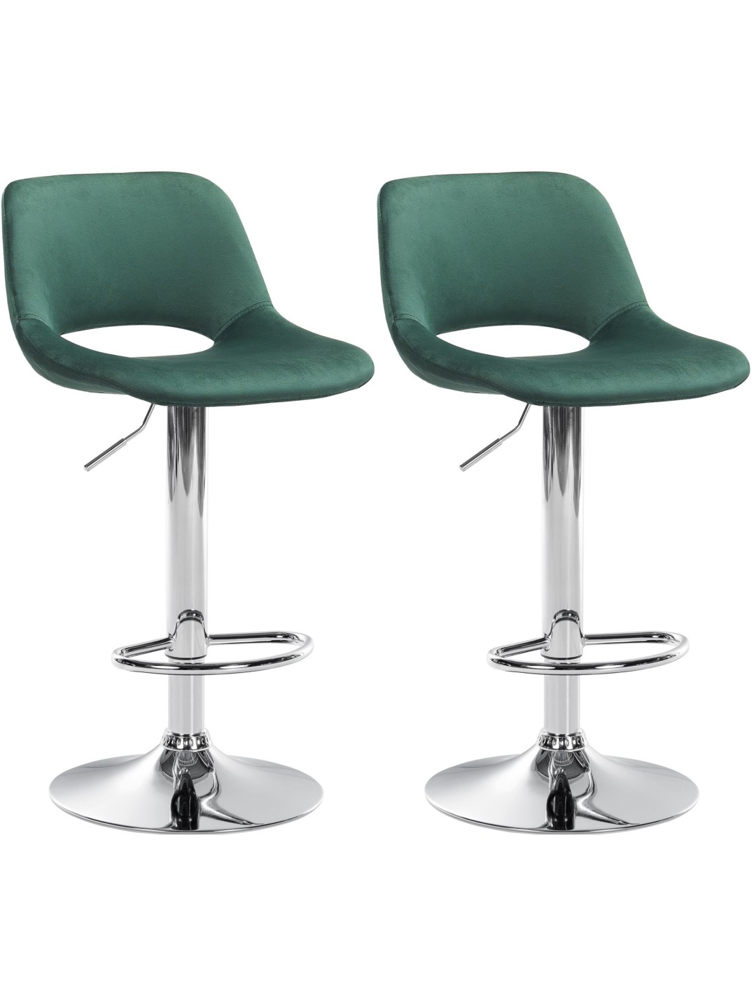 Sæt med 2 barstole Camden velvet chrome, grøn