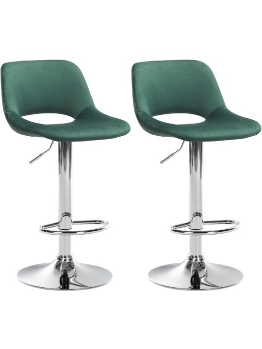 Sæt med 2 barstole Camden velvet chrome, grøn Sæt med 2 barstole Camden velvet chrome, grøn