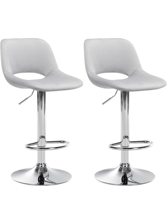 Sæt med 2 barstole Camden velvet chrome, lysegrå Sæt med 2 barstole Camden velvet chrome, lysegrå