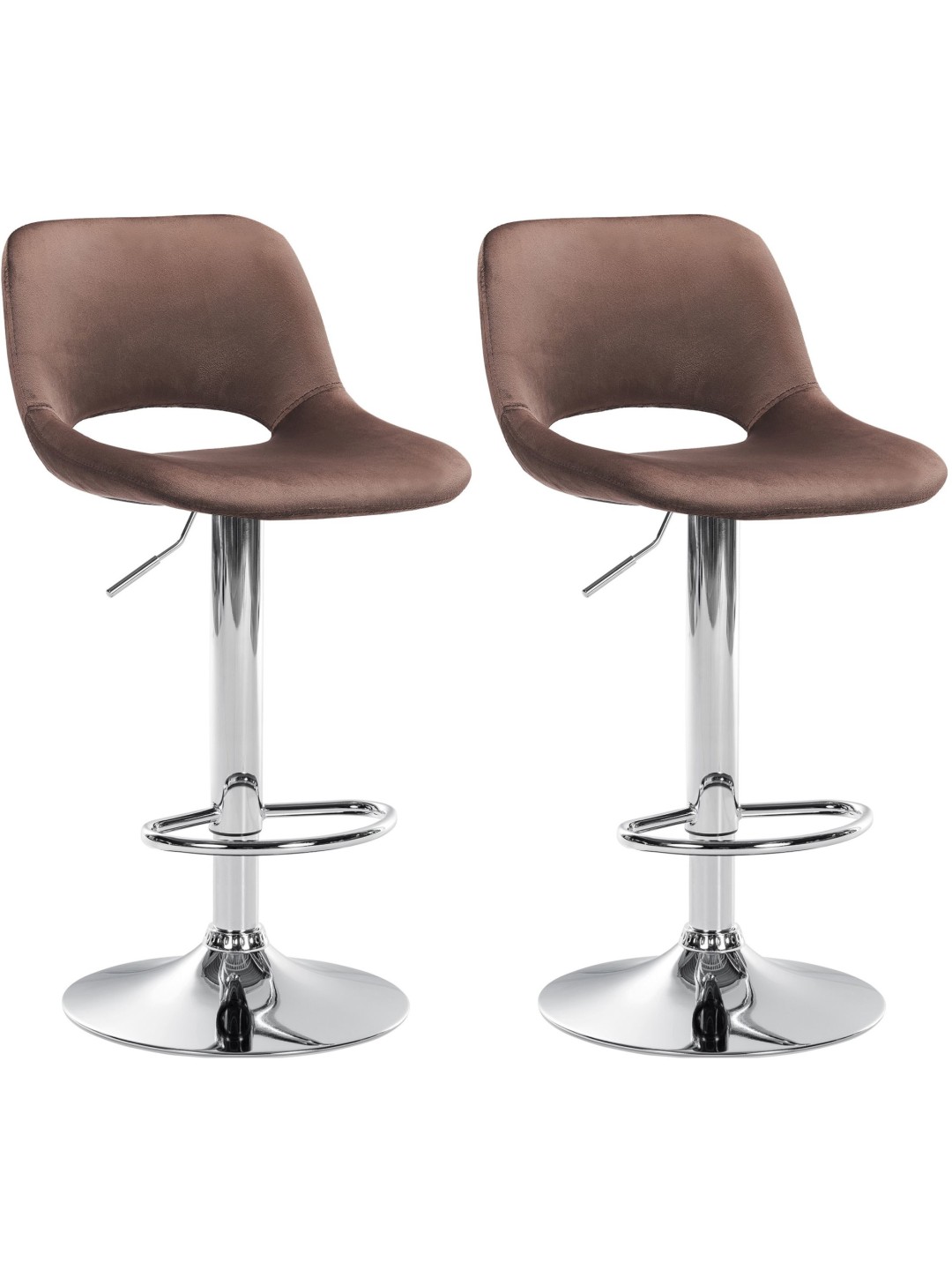 Sæt med 2 barstole Camden velvet chrome, brun