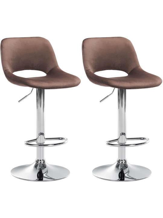 Sæt med 2 barstole Camden velvet chrome, brun Sæt med 2 barstole Camden velvet chrome, brun