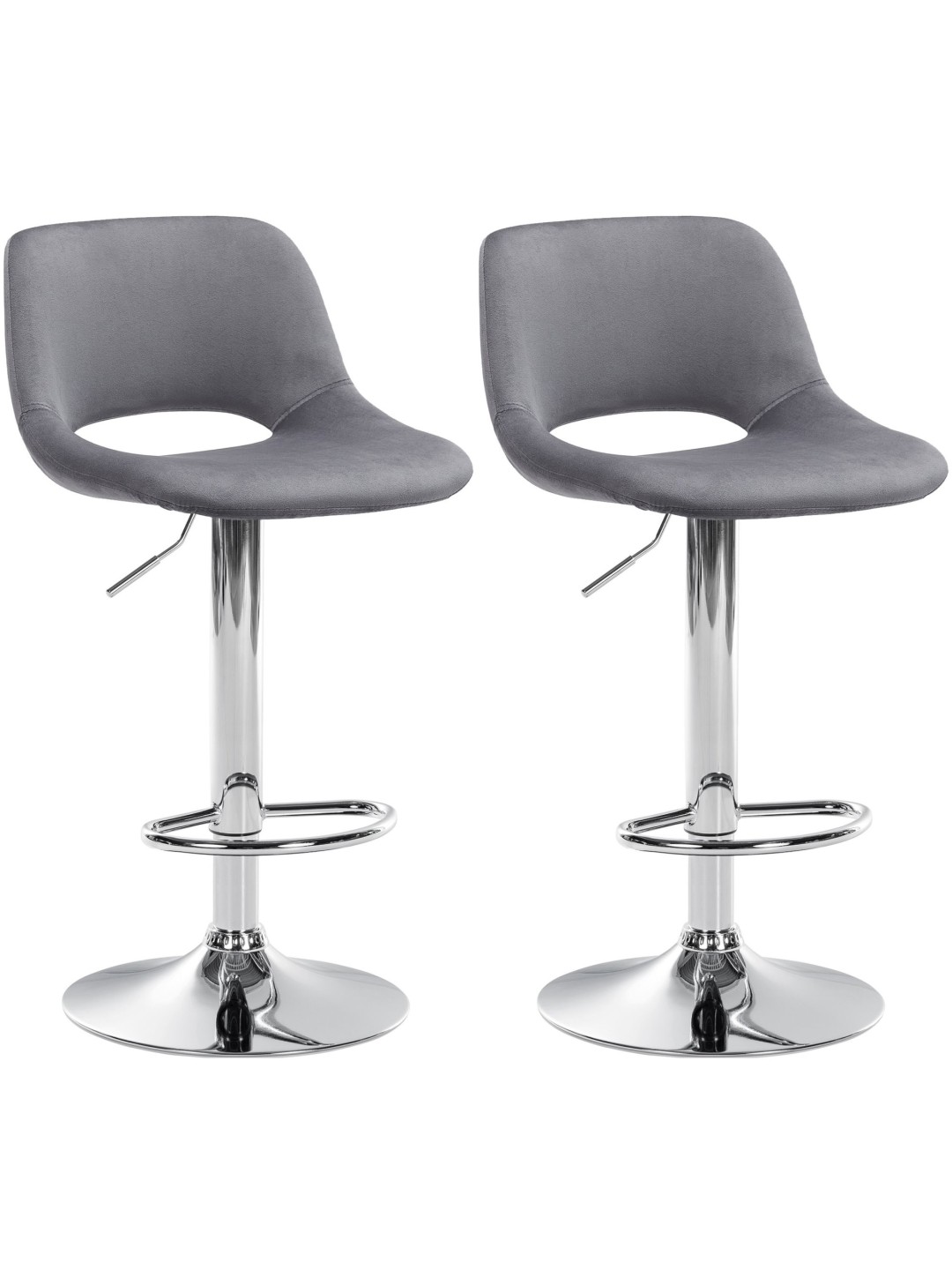 Sæt med 2 barstole Camden velvet chrome, mørkegrå