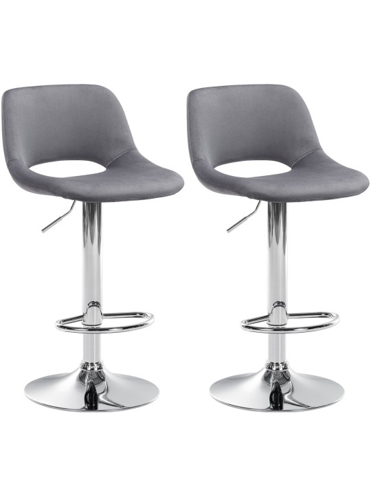 Sæt med 2 barstole Camden velvet chrome, mørkegrå Sæt med 2 barstole Camden velvet chrome, mørkegrå