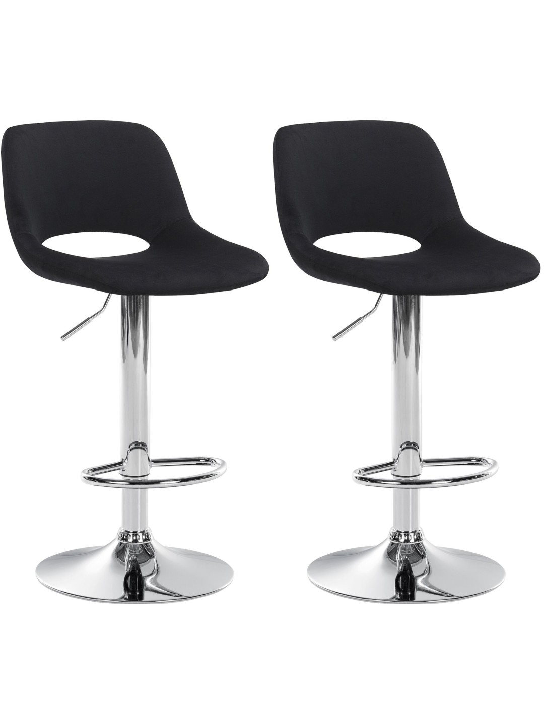 Sæt med 2 barstole Camden velour chrome, sort