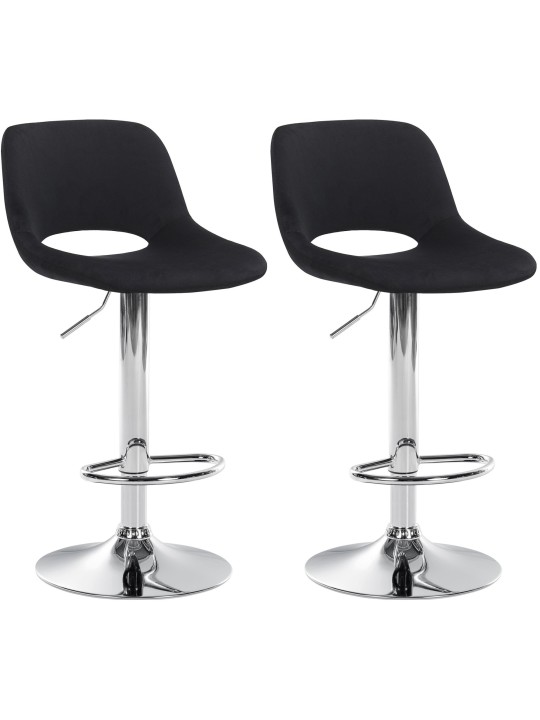 Sæt med 2 barstole Camden velour chrome, sort
