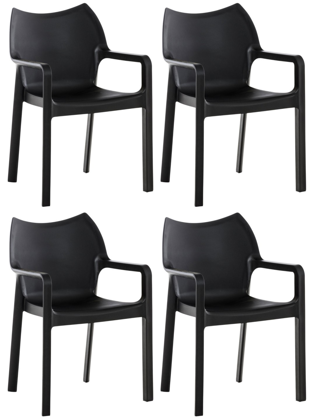 Sæt med 4 stole Diva, sort
