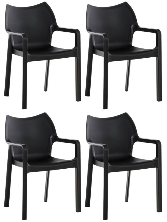 Sæt med 4 stole Diva, sort