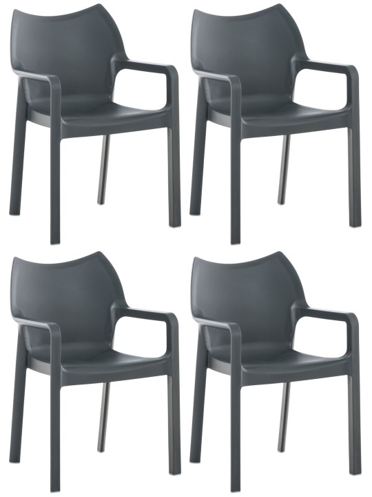 Sæt med 4 stole Diva, mørkegrå