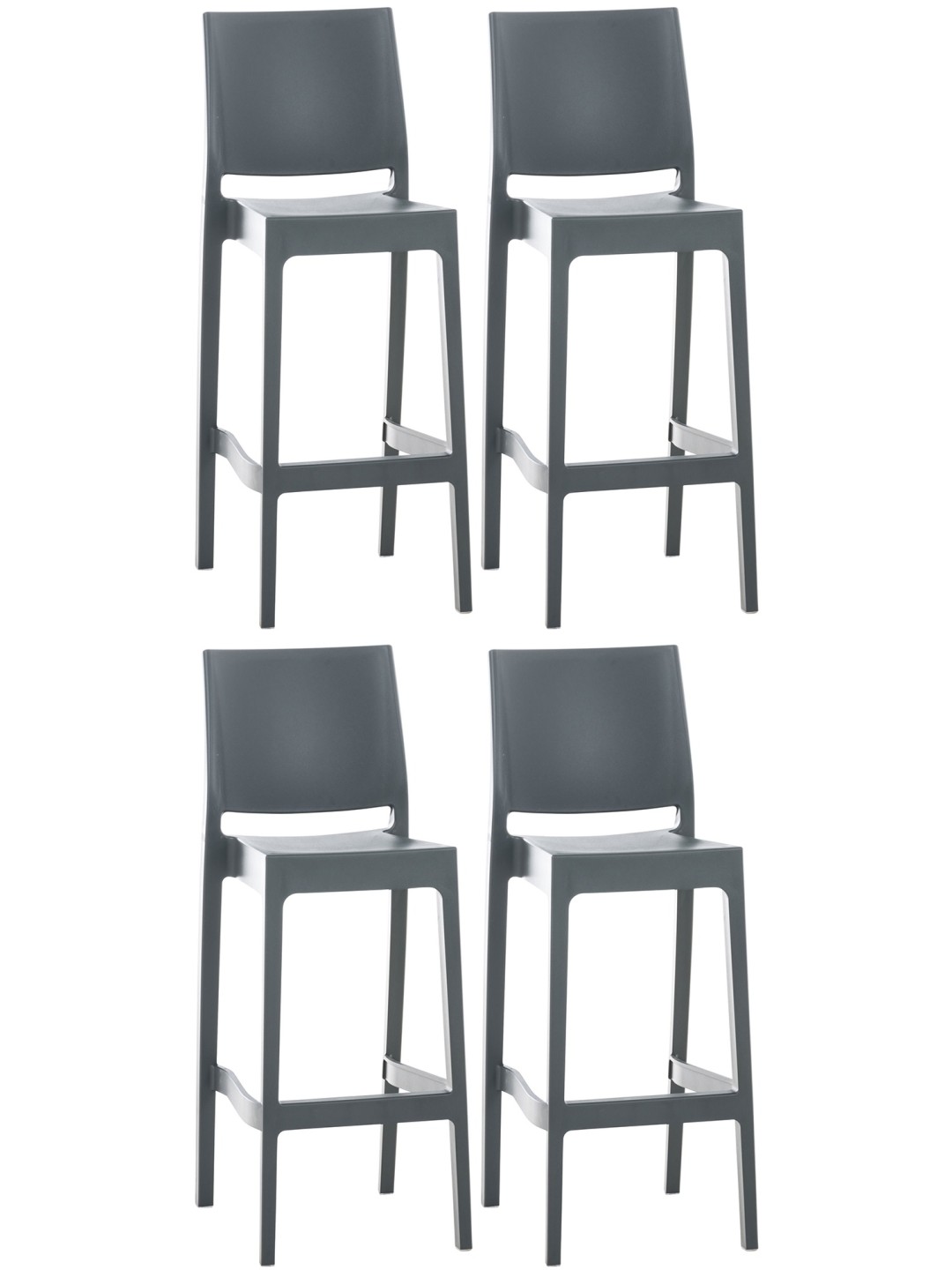 Sæt med 4 barstole Maya, mørkegrå
