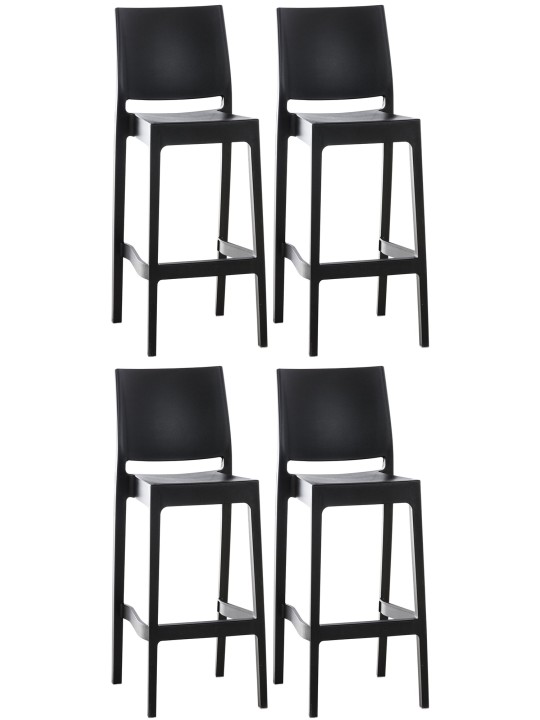 Sæt med 4 barstole Maya, sort