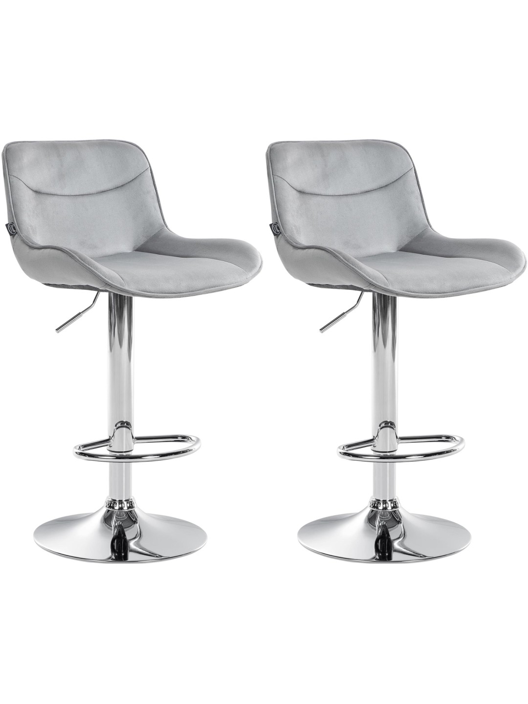 Sæt med 2 barstole Vonore fløjlskrom, grå