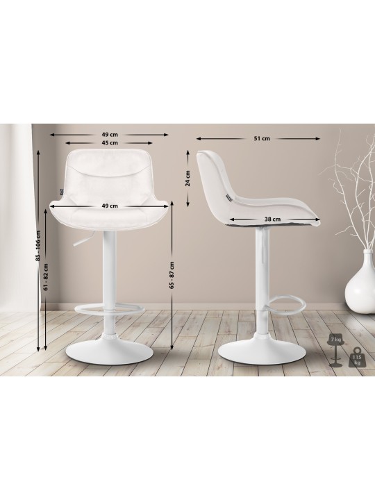 Sæt med 2 barstole Vonore velvet, creme