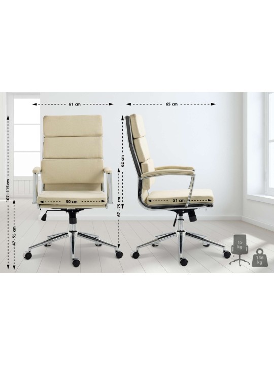 Kontorstol Cleveland stof, creme